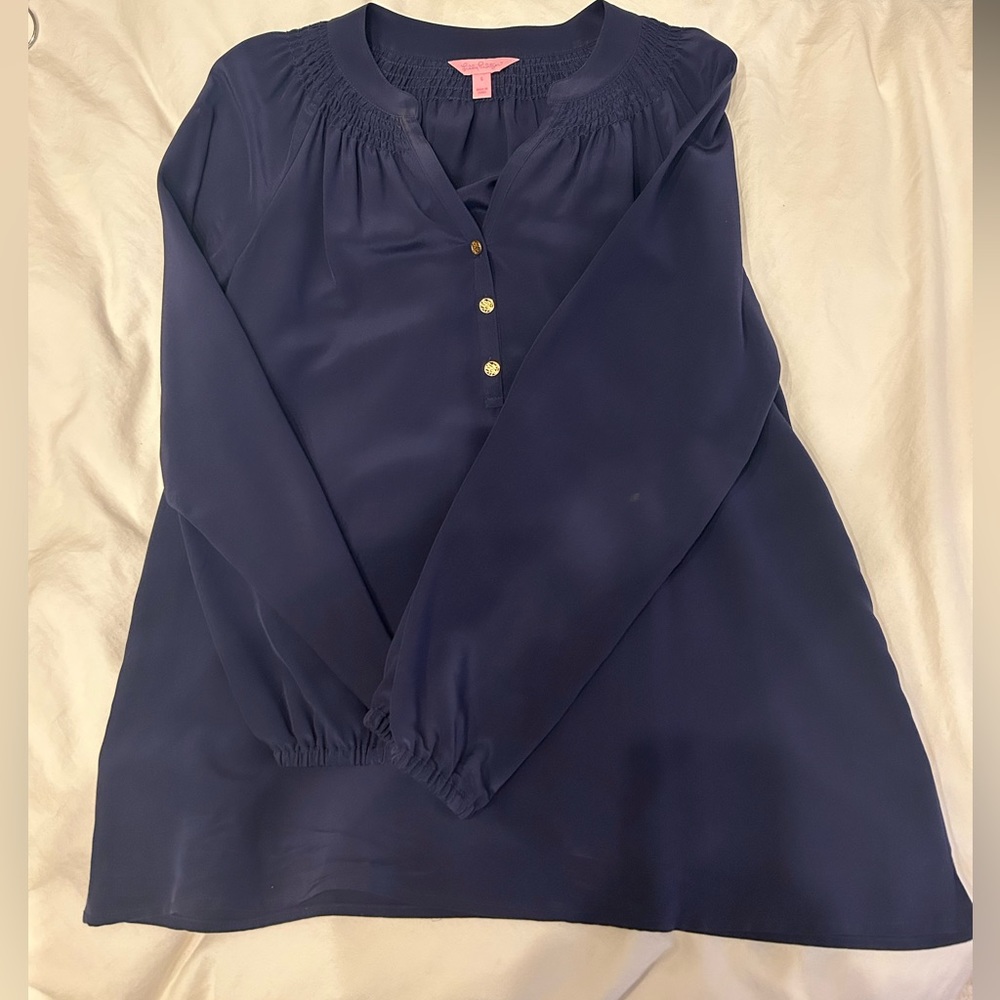 Lulu Pulitzer Silk Long Sleeve Blouse